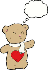 cartoon teddy bear with love heart with thought bubble