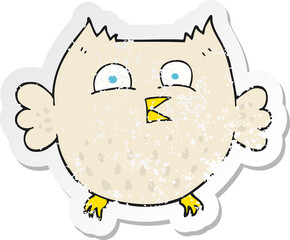 retro distressed sticker of a cartoon happy owl