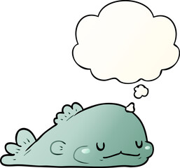 cartoon fish and thought bubble in smooth gradient style