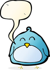 funny cartoon bird with speech bubble