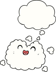 cartoon happy smoke cloud and thought bubble