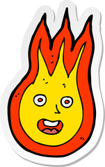 sticker of a cartoon friendly fireball