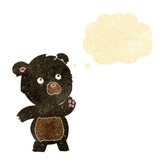 cartoon curious black bear with thought bubble