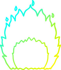 cold gradient line drawing cartoon fire