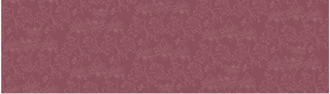Lily Floral Line art seamless repeat pattern illustration. Royal and luxurious pattern background
Purple and white Line art floral for wallpaper, banners, posters, cards, fabric and accessories