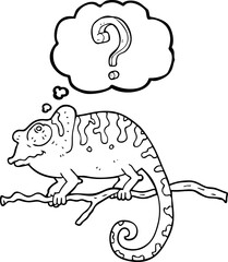 thought bubble cartoon curious chameleon