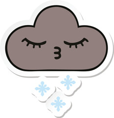 sticker of a cute cartoon storm snow cloud
