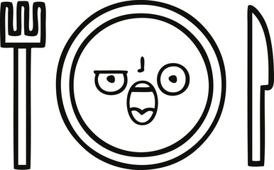 line drawing cartoon dinner plate