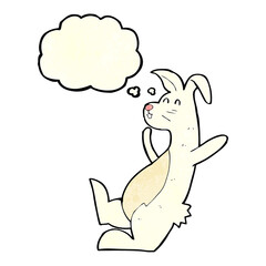 cartoon white rabbit with thought bubble