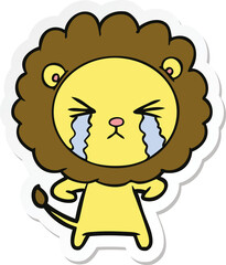 sticker of a cartoon crying lion