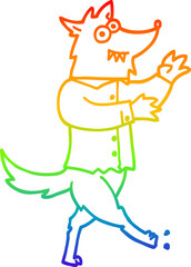 rainbow gradient line drawing cartoon werewolf