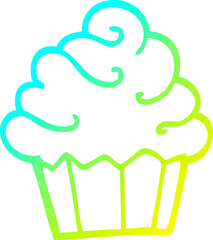 cold gradient line drawing cartoon cupcake