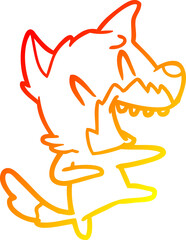 warm gradient line drawing laughing fox dancing