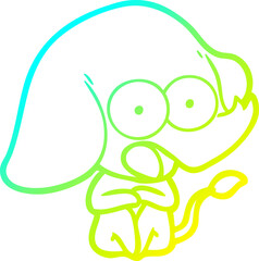 cold gradient line drawing cute cartoon elephant