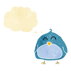 funny cartoon bird with thought bubble