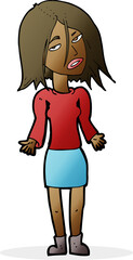 cartoon woman shrugging shoulders