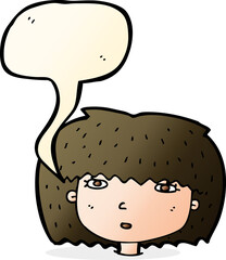 cartoon female face with speech bubble