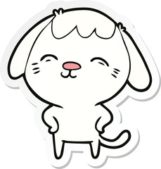 sticker of a happy cartoon dog