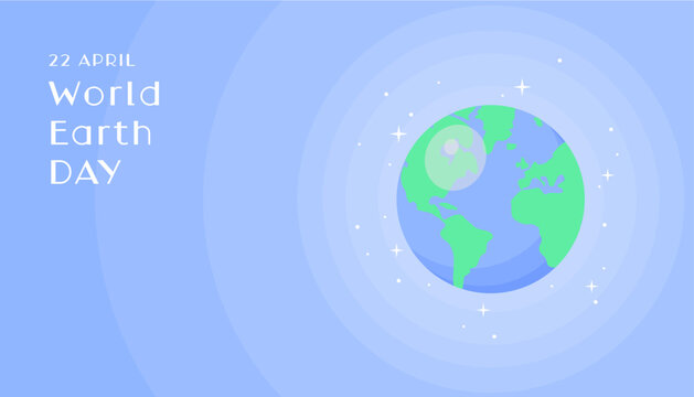 Vector earth day illustration with planet on blue background