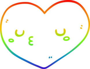 rainbow gradient line drawing cartoon love heart