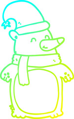 cold gradient line drawing cartoon christmas bear