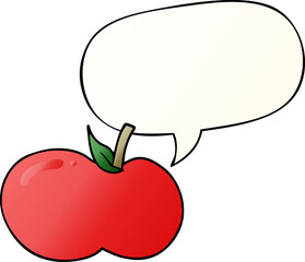 cartoon apple and speech bubble in smooth gradient style