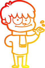warm gradient line drawing happy cartoon man