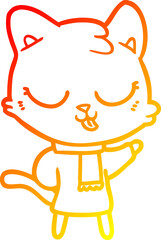 warm gradient line drawing cartoon cat