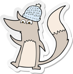 sticker of a cartoon little wolf