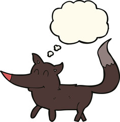 cartoon little wolf with thought bubble