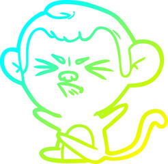cold gradient line drawing cartoon angry monkey