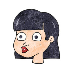 textured cartoon female face