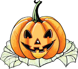 Minimalist hand drawn Halloween pumpkin illustration, Halloween pumpkin vector design