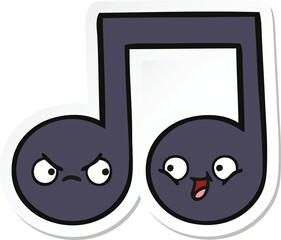 sticker of a cute cartoon musical note