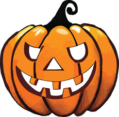 Minimalist hand drawn Halloween pumpkin illustration, Halloween pumpkin vector design