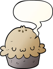 cute cartoon pie and speech bubble in smooth gradient style