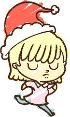 Christmas Woman Chalk Drawing