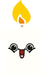 flat color retro cartoon lit candle