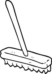 black and white cartoon sweeping brush