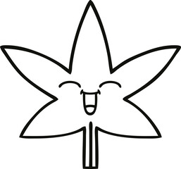 line drawing cartoon autumnal leaf