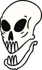 cartoon doodle of a skull head