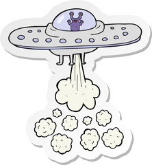 sticker of a cartoon flying saucer