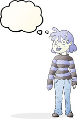 thought bubble cartoon casual alien girl
