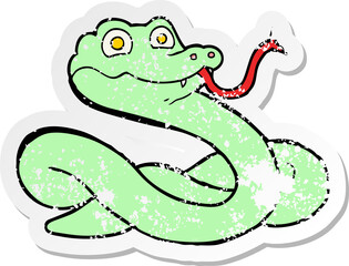 distressed sticker of a cartoon snake