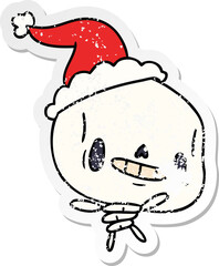 christmas distressed sticker cartoon of kawaii skeleton