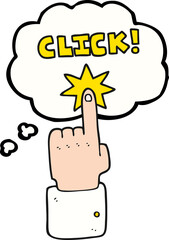 thought bubble cartoon click sign with finger