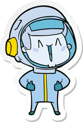 sticker of a happy cartoon astronaut