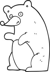 black and white cartoon bear