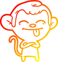 warm gradient line drawing funny cartoon monkey