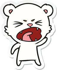 sticker of a angry cartoon polar bear